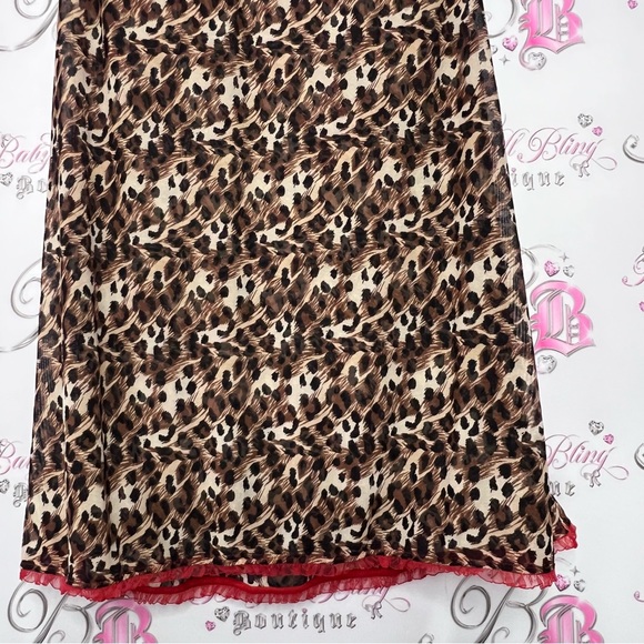 Elegance babydoll cheetah print animal print red lace sexy bustier dress y2k - Picture 6 of 8